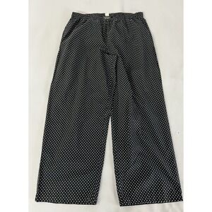 Victorias Secret Large Black Spotted Polka Dot Pajama Pants Lounge Wide Leg Sz L